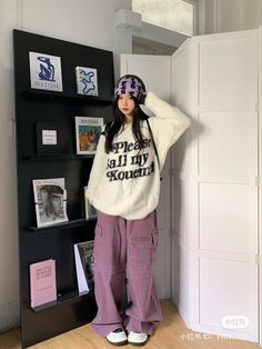 Purple Winter Outfit Aesthetic, K Pop Outfits Korean Fashion Women, Japan Street Style Women, Xiaohongshu Outfits, Spring Outfits Korea, Outfits Baggy, Oversized Outfit, Tomboy Style Outfits, Outfit Inspiration Fall