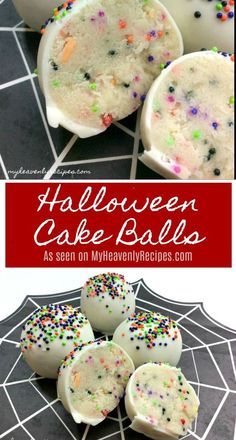 halloween cake balls with sprinkles on them are ready to be eaten and served