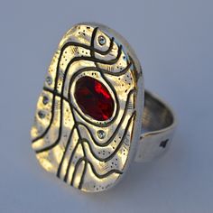 Silver Ring With Red Swarovski Stones. They're Cute And Original. Adjustable Red Metal Rings, Red Metal Jewelry With Gemstones, Red Gemstone Metal Jewelry, Adjustable Garnet Red Jewelry, Unique Red Metal Rings, Handmade Adjustable Red Ruby Ring, Unique Handmade Red Ruby Ring, Unique Red Birthstone Jewelry, Nickel-free Red Ring Jewelry