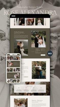 the wedding website is displayed on a tablet and phone screen, with an image of two people