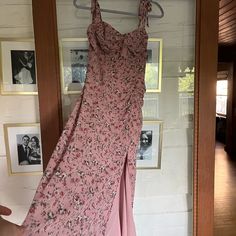 Blush Floral Astr The Label Milkmaid Dress, Tie Straps. Never Worn, Size M Fitted Pink Floral Chiffon Dress, Fitted Chiffon Floral Sundress, Fitted Floral Print Midi Bridesmaid Dress, Fitted Floral Print Midi Dress For Bridesmaids, Astr The Label, Blush, Colorful Dresses, Midi Dress, Womens Dresses