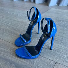 These Saint Laurent Heels Are A Size 38, Gently Worn. There Is A Black Scuff On Each Shoe At The Back Of The Heel, Should Come Off If Taken To A Shoe Repair Place. Box Is Included. Saint Laurent Heels, Shoe Repair, Blue Heels, Saint Laurent Shoes, A Black, Shoes Women Heels, Saint Laurent, Shoes Heels, Repair