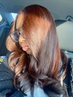 Cinnamon Brown Sew In, Copper Over Brown Hair, Dark Brown Dyed Hair Black Women, Silk Press Natural Hair Dyed, Cowboy Brown Hair, Silk Press Colored Hair, Golden Brown Hair On Black Women, Brown Hair Dye Black Women, Dark Amber Hair