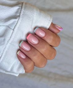 Here are the best summer nails you need to try out ASAP. Bring these to your nail technician and welcome in the warm weather! Colored French Nails, Short French Nails, Biab Nails, Short French Tip Nails, Short Square Nails, Her Nails