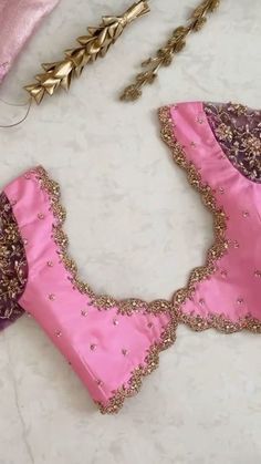 Colour Blouse Designs Latest, Pink Colour Blouse Designs, Colour Blouse Designs, Yoke Embroidery, Paithani Blouse, Green Blouse Designs, Blouse Works, Blouse Necklines