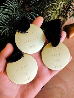 Three Milestone Ornaments Yearly Ornament Tradition, Annual Ornament Tradition, Gold Foil Ornaments, Family Vacation Ornament, Memory Ornaments, First Christmas As A Family Of 3 Ornament, Friend Christmas Ornaments, Baby Christmas Ornaments, Family Ornaments