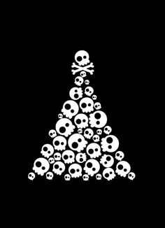 a pyramid made up of skulls on a black background