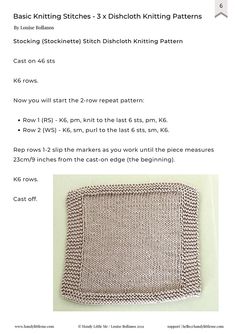 the knitting pattern is shown with instructions for how to knit it