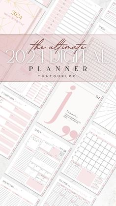 the printable planner is shown in pink and gold