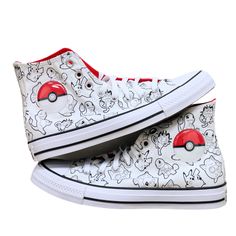 Pokémon Characters, Poke Ball, White High Tops, Limited Edition Sneakers, Top Design, Sneaker Brands, White Canvas, White Sneakers, Chuck Taylor