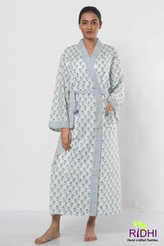 "Immerse yourself in a breathable 100% cotton fabric Kimono - a symbol of longevity and good fortune. Kimono , a loose fitting garment slips over your shoulders and tied at the waist with a flexible belt making a new dressing style. It has two pockets in front to help you keep your mobile and keys. It can be perfect for all weather, stylish, versatile outfit from casual to refined. A lightweight flowy outfit comes in a wide variety of options - cropped, mid-length to full length. Depending on yo Flowy Outfit, Belt Making, Delivery Gown, Cover Up Beach, Printed Kimono, Summer Kimono, Dressing Style, Vacation Looks, Beautiful Kimonos