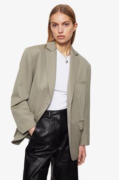 ANINE BING Quinn Blazer - Green Khaki Fall Trends Outfits, Winter Capsule Wardrobe, Green Blazer, Anine Bing, Womens Blazers, Oversized Blazer, Menswear Inspired, Green And Khaki