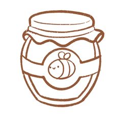 a drawing of a jar with a bee on it