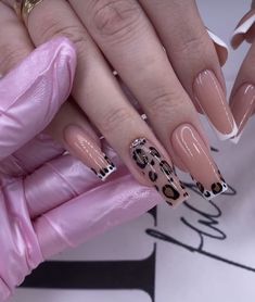 Kylie Nails, Wow Nails, Beige Nails, Print Nails, Work Nails, Leopard Nails, Classy Acrylic Nails, Acrylic Nails Coffin Short, Pink Acrylic Nails