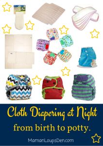 cloth diapering at night from birth to potty