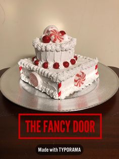 the fancy door cake is made with typogramma candy canes and candies