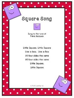 a square song is shown with polka dots and purple squares on the bottom, in front of