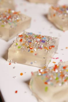 small pieces of cake with sprinkles on a plate