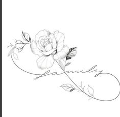 a rose with dragonflies on it and the word love written in cursive writing