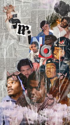 collage of people and words on newspaper paper with the word hip written in black