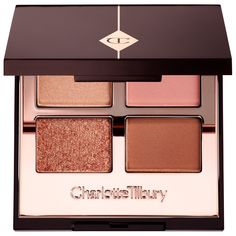 A four-step eyeshadow quad with buildable, non-creasing formulas inspired by the bestselling nude-pink Pillow Talk shade.Highlighted Ingredients:- Multi-Reflecting Pearls: Give eyes a molten, sparkly finish.- Glossy Ester: Provides color intensity and brightness to boost vibrancy of shades.Ingredient Callouts:This product is cruelty-free.What Else You Need to Know: Each palette contains four harmonious eye colors: Prime, Enhance, Smoke, and Pop. Create a smooth base for your eye look using the P Luxury Eyeshadow Palette, Luxury Eyeshadow, Makeup Charlotte Tilbury, Taupe Pillow, Daytime Makeup, Charlotte Tilbury Makeup, Sephora Sale, Eyeshadow Quad, Neutral Eyeshadow Palette