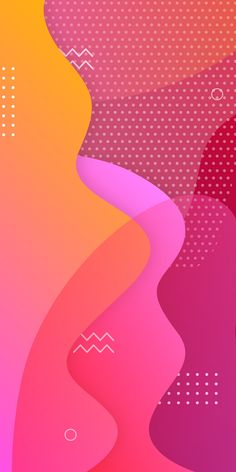 an abstract background with wavy lines and dots in pink, orange, yellow and purple