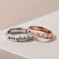 two rings that say, my prince and i am only one on each side with the words