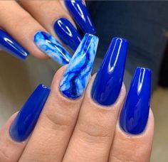 Marble Acrylic Nails, Nails Trend, Water Color Nails, Blue Nail Designs, Blue Nail, Summer Acrylic Nails