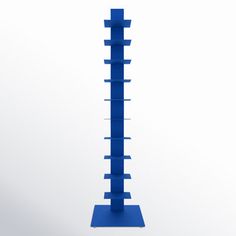 a tall blue object on a white background