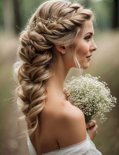 Blonde Wedding Hairstyles, Hairstyles With Scarves, Waterfall Braid With Curls, Messy Fishtail Braids, Blonde Wedding Hair, Boho Waves, Hairstyle Names, Elegant Updos, Wedding Hair Styles