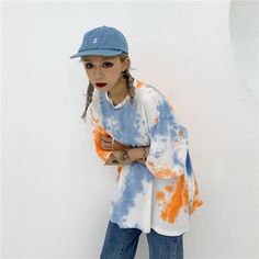 Loose Tie Dye Graphic Short Sleeve Shirt – Tomscloth Trendy Half-sleeve Spring T-shirt, Casual Half-sleeve Tops For Day Out, Trendy Half Sleeve Tops For Day Out, Oversized Orange Casual Tops, Trendy Orange Cotton Blouse, Casual Crew Neck Shirt For Day Out, Casual Half Sleeve Shirt For Fall, Orange Spring Streetwear Tops, Casual Half Sleeve Fall Shirt