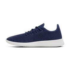 The Allbirds Tree Runner is a breathable and lightweight sneaker made with responsibly sourced eucalyptus tree fiber that feels silky smooth and cool on your skin. These shoes are perfect for everyday casual wear, walking, and warmer weather. Comfortable Navy Sneakers With Rubber Sole, Comfortable Navy Sneakers With Cushioned Footbed, Blue Breathable Textile Running Shoes, Casual Blue Walking Shoes With Breathable Mesh, Navy Breathable Sneakers For Light Sports, Navy Comfortable Sneakers For Sports, Breathable Navy Sneakers For Light Sports, Sports Recycled Polyester Low-top Sneakers, Breathable Recycled Polyester Sneakers For Running