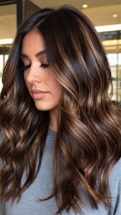 Brown Balayage Ideas That Will Make You Swoon! 🤩✨Brunette Brilliance: Get the Ultimate Hair Makeover🌟 Luscious Dark Brown Balayage Ideas to Dazzle Everyone! 💁‍♀️✨ So, get ready to Transform Your Look with the Latest Trend🔥 Dark Brown Balayage! 💇‍♀️✨ #BalayageGoals #HairTrendsetter #DarkBrownMagic #BalayageBeauties #DarkDelight #HairInspo #BrunetteBalayage #BalayageBeauty #DarkBrownDelight #SunKissedBrunette #BalayageHighlights #HairColorTrends #NaturalHairGoals #LowMaintenanceStyle #HairInspiration #StylishStrands Long Dark Hair With Balayage, Brown Deminsional Balayage, Partial Highlights On Dark Brown Hair, Dark Brown Hair With Light Brown Balayage, Caramel Balayage On Dark Brown Hair, Fall Color Hair Ideas, Fall Hair Brunette, Dark Brown With Caramel Highlights