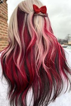 Gray And Red Hair, Cute Winter Hairstyles, Halloween Hairstyle, Colored Hairstyles, Red Hairstyles, Women Haircuts Long, Ash Brown Hair Color, Plum Hair, Prom Hairstyle