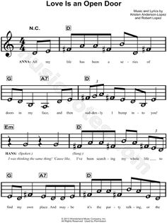 love is an open door sheet music