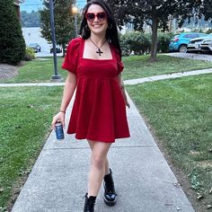 Free People Cherry Red Stretch Knit Puff Sleeve Babydoll Dress Size Xs I Am Size S/26/4 And 5��’2” For Reference Message Me For Measurements! Condition: Excellent Condition. Normal Wear. No Flaws. Always Open To Offers Reach Out If You Have Any Q’s Follow Socials @Itstashspice I Appreciate Y'all Puff Sleeve Babydoll Dress, Knit Puff Sleeve, Christian Wedding, Cherry Red, Babydoll Dress, Free People Dress, Wedding Outfit, Red Dress, Puff Sleeve