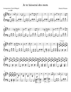 sheet music for the piano with notes in french and english, including two octaves