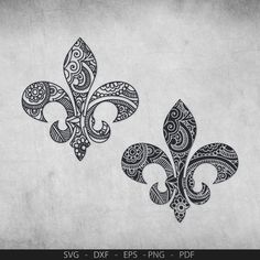 two black and white fleur de lis designs