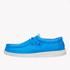 Aqua Blue New With Tags Blue Sneakers With Textured Sole For Spring, Summer Blue Sneakers With Speckled Midsole, Blue Sneakers With Speckled Midsole For Summer, Blue Textile Sneakers For Spring, Casual Blue Textile Sneakers, Boho Blanket, Hey Dude Shoes, Hey Dudes, Slip On Boots