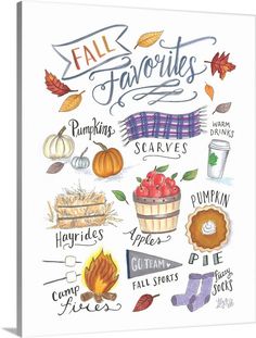 a watercolor drawing of fall favorites