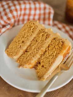 a piece of cake on a plate with a fork