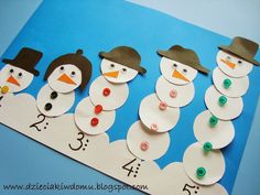 this is a snowman counting game for kids to practice number identification and matching numbers