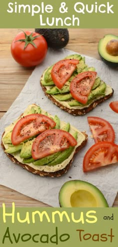 an avocado toast with tomatoes, lettuce and tomato slices on it