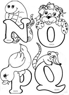 the letter q is for zoo coloring page with animals and letters in black and white