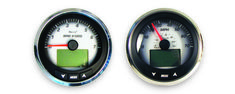 two gauges with green and red numbers are shown on a white background in this image