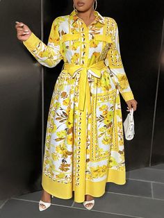 Fall Clothing Gorgeous High Price Palace Women's Plus Size Long Dress Long Sleeve Shirt Style A-Line Yellow Boho  Long Sleeve Woven Fabric Colorblock,Floral,Plants,All Over Print Shirt Non-Stretch  Women Plus Clothing, size features are:Bust: ,Length: ,Sleeve Length: Yellow Long Sleeve Maxi Dress For Work, Long Sleeve Printed Yellow Midi Dress, Yellow Printed Long Sleeve Midi Dress, Yellow Printed Long Sleeve Dress, Yellow Long Sleeve Midi Dress With Floral Print, Yellow Printed Fall Dress, Yellow Long Sleeve Midi Dress, Casual Yellow Shirt Dress For Fall, Long Sleeve Yellow Midi Dress For Vacation