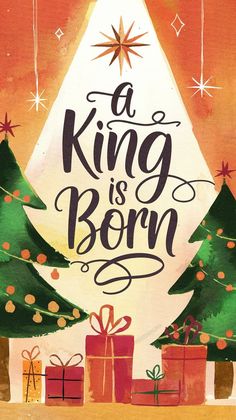 a king is born christmas card with presents