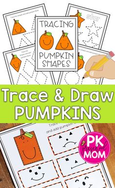 trace and draw pumpkins worksheet for kids to practice their handwriting skills with