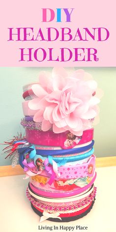 DIY headband holder or organizer for baby, girl, or women. Easy tutorial on how to make a headband holder stand for about $1. Display in your nursery or hold bows and headbands for girls! #headbandholder #headbands #bows #headbandstand #diyheadbandholder Organize Headbands, Headband Organizer Diy, Baby Headband Holders, Nursery Organization Diy, Headband Holders, Headbands Diy