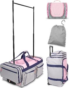 Extremely convenient - This Dance bags transport costumes, shoes & accessories to your competitions conveniently. this dream duffel dance bag with rack is a ballet bag that will help you be at ease making sure all your dresses and costumes are handled with extra care. A Durable dance bag with smooth 4-way wheels & comfort grip handle that makes it the best Garment bag for travel. Makes a great dance competition gifts Dance Competition Bag, Dance Competition Gifts, Gifts For Dancers, Dream Duffel, Dance Supplies, Dance Gear, Ballet Bag, Garment Rack, Dance Bag